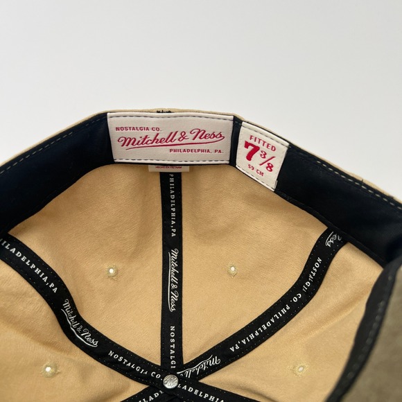 Mitchell & Ness Tan Khaki Fitted Baseball Cap 7 3/8 Nostalgia Co Philadelphia - Picture 6 of 7